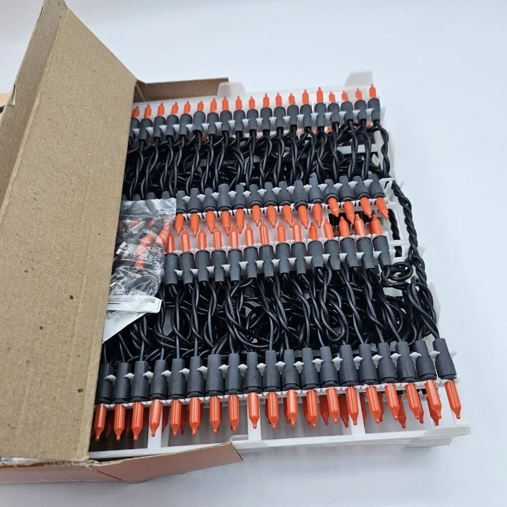 Orange Mini Icicle Christmas Lights 300 Mini Bulbs Indoor Outdoor 18 in OPEN BOX